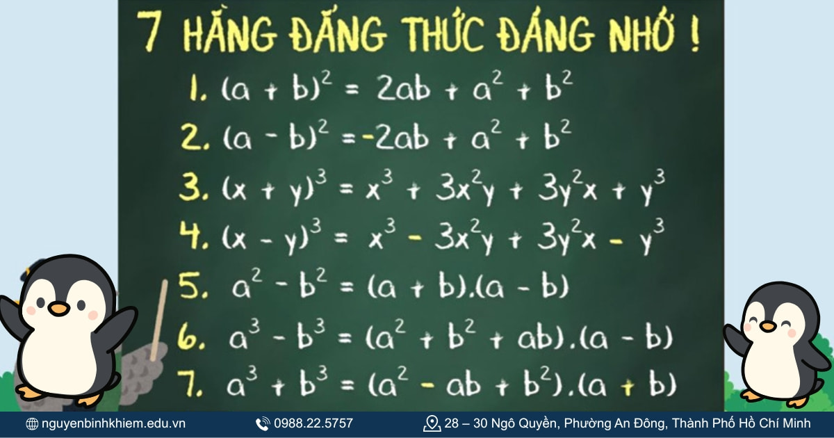 7 hằng đẳng thức đáng nhớ 