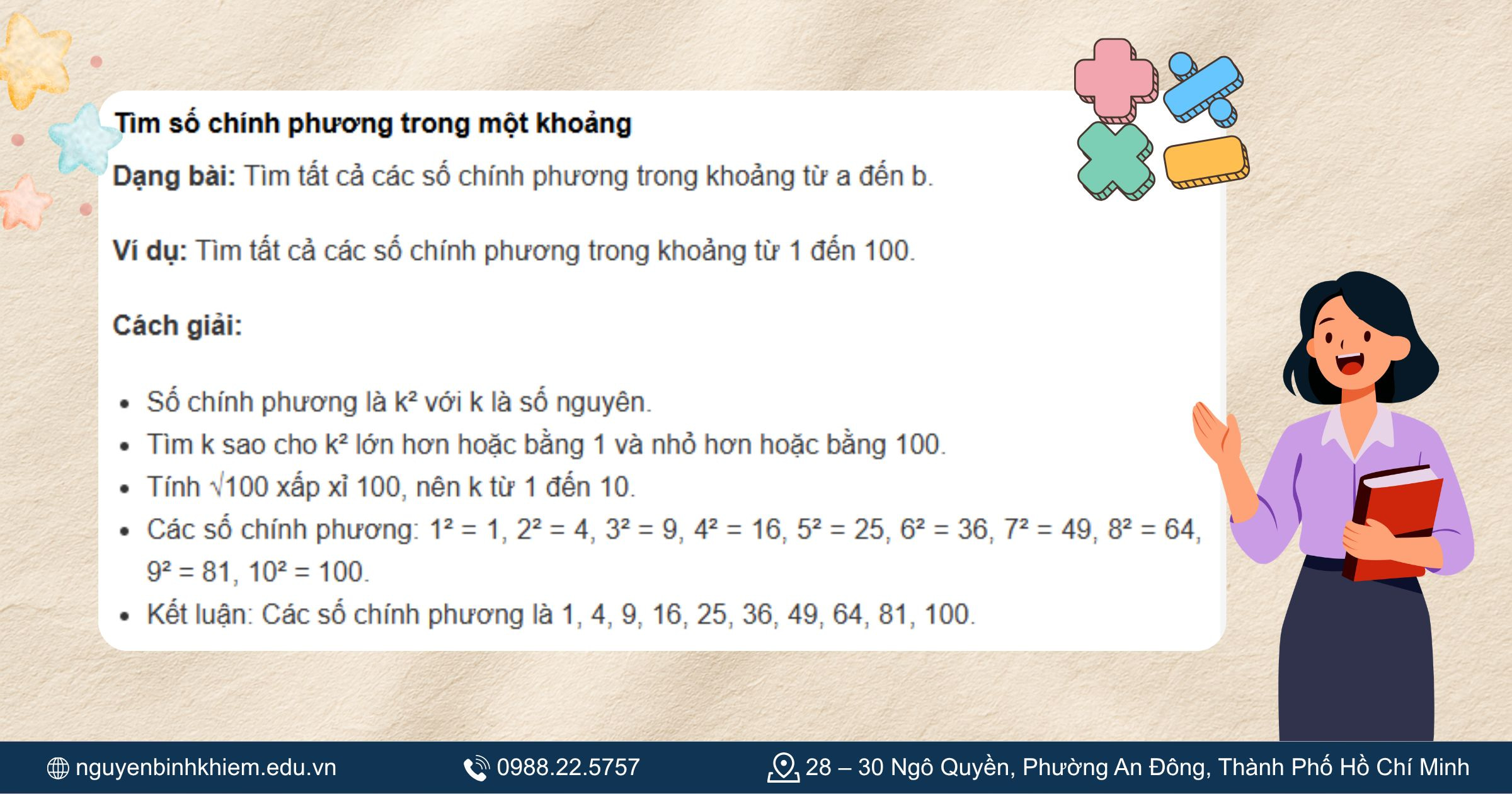 Bài toán tìm số chính phương trong một khoảng