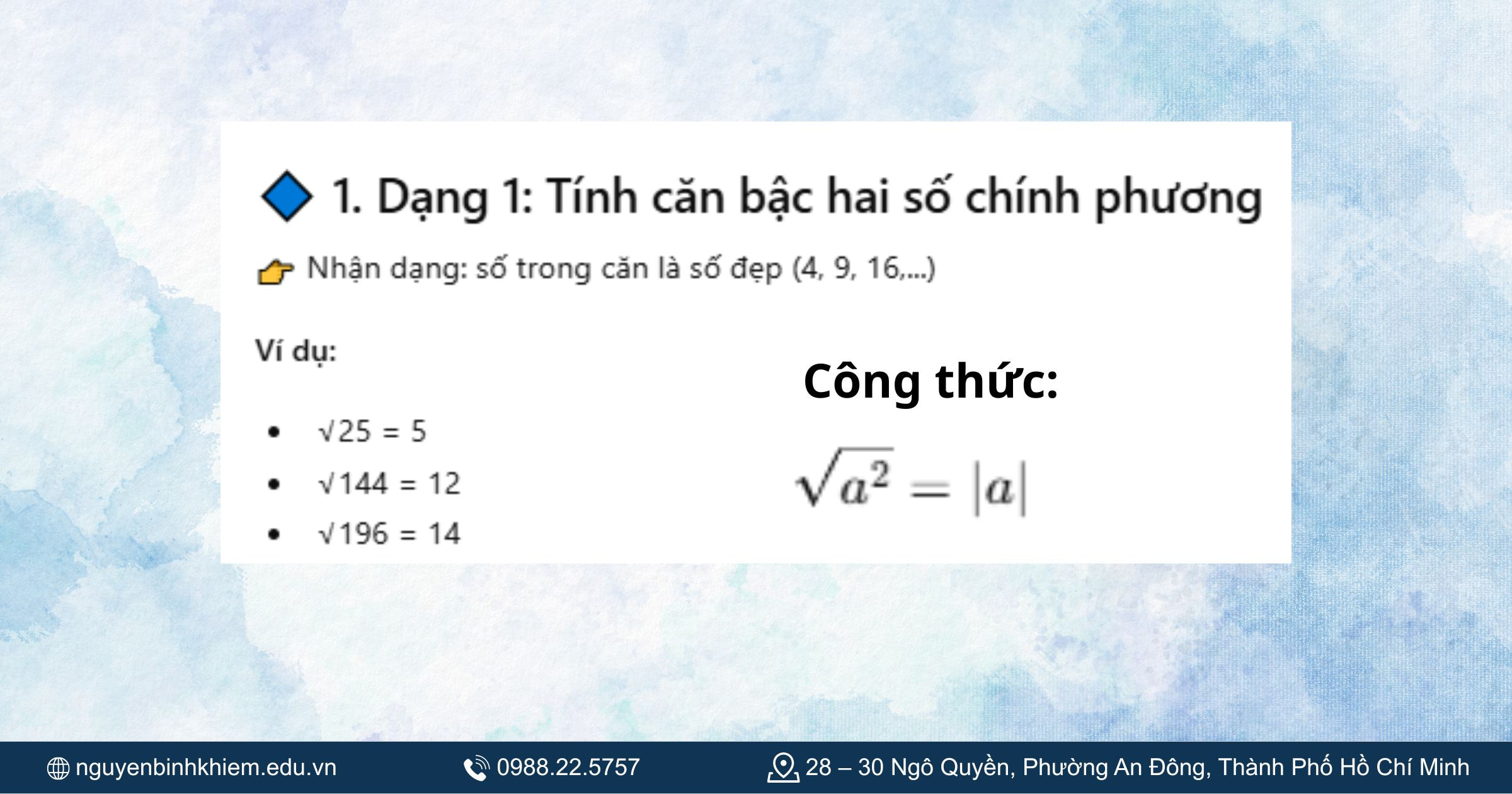 Các bài toán về căn bậc hai - Dạng 1