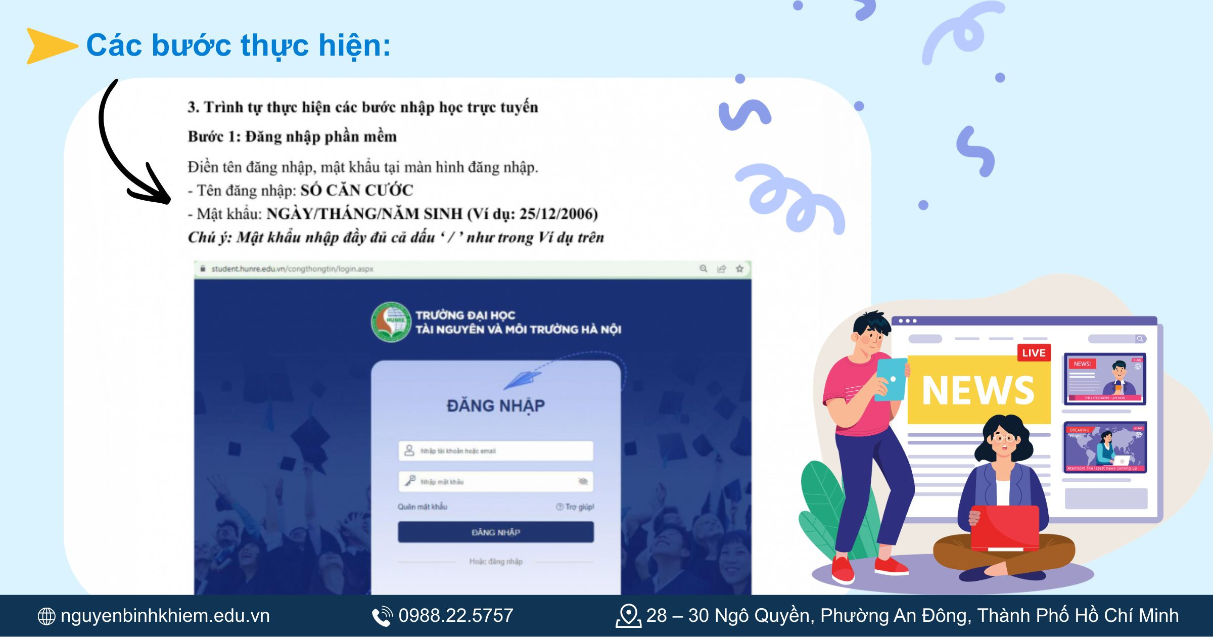 Các bước nhập học trực tuyến Đại học Tài nguyên Môi Trường 2025