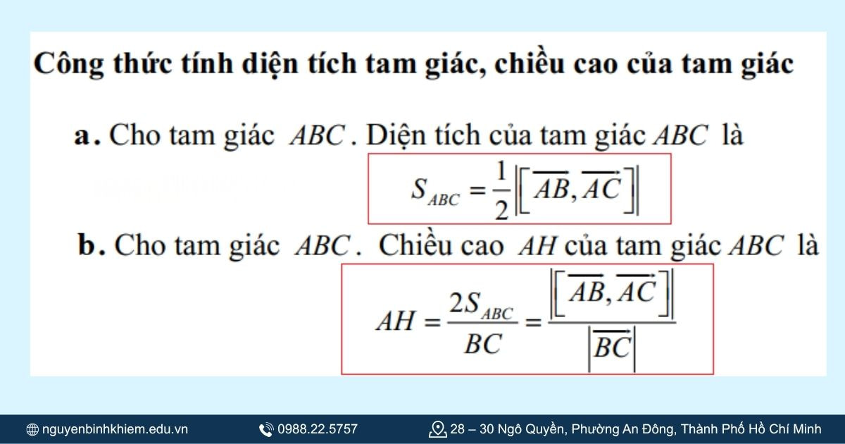 Tính diện tích tam giac trong hệ tọa độ Oxyz