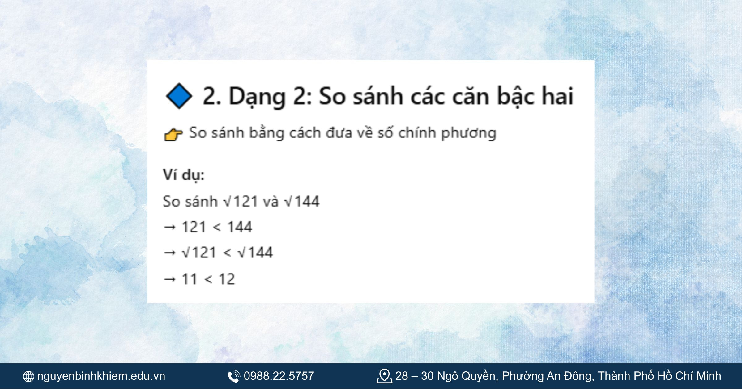 Dạng 2 - So sánh các căn bậc hai