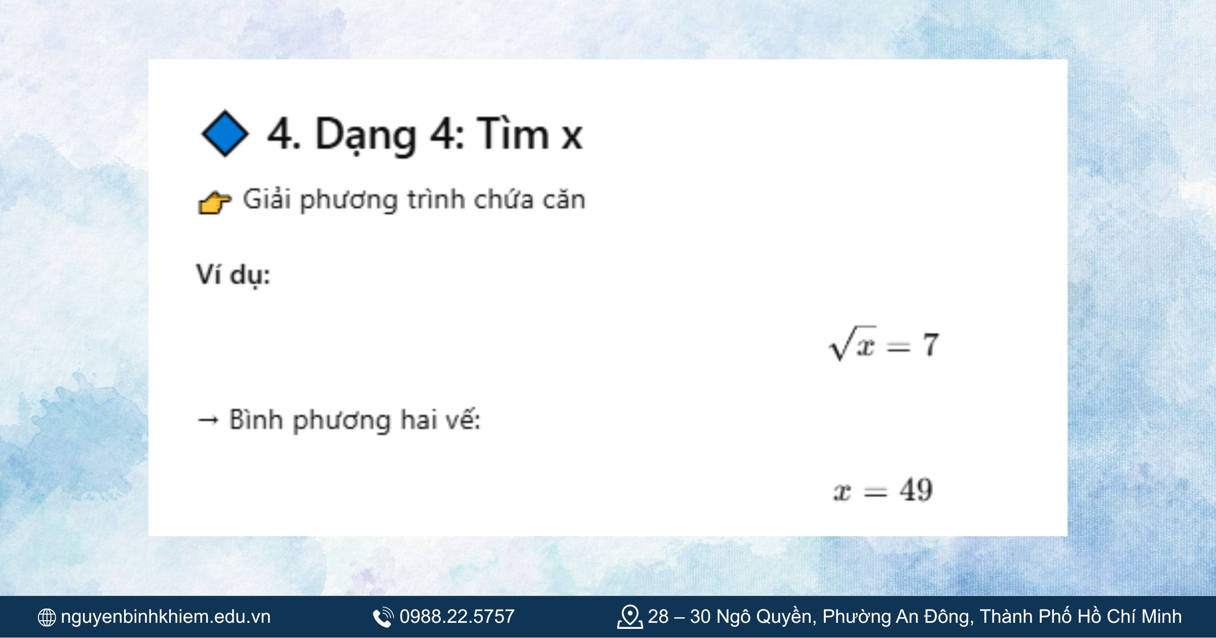 Dạng 4 - Tìm X