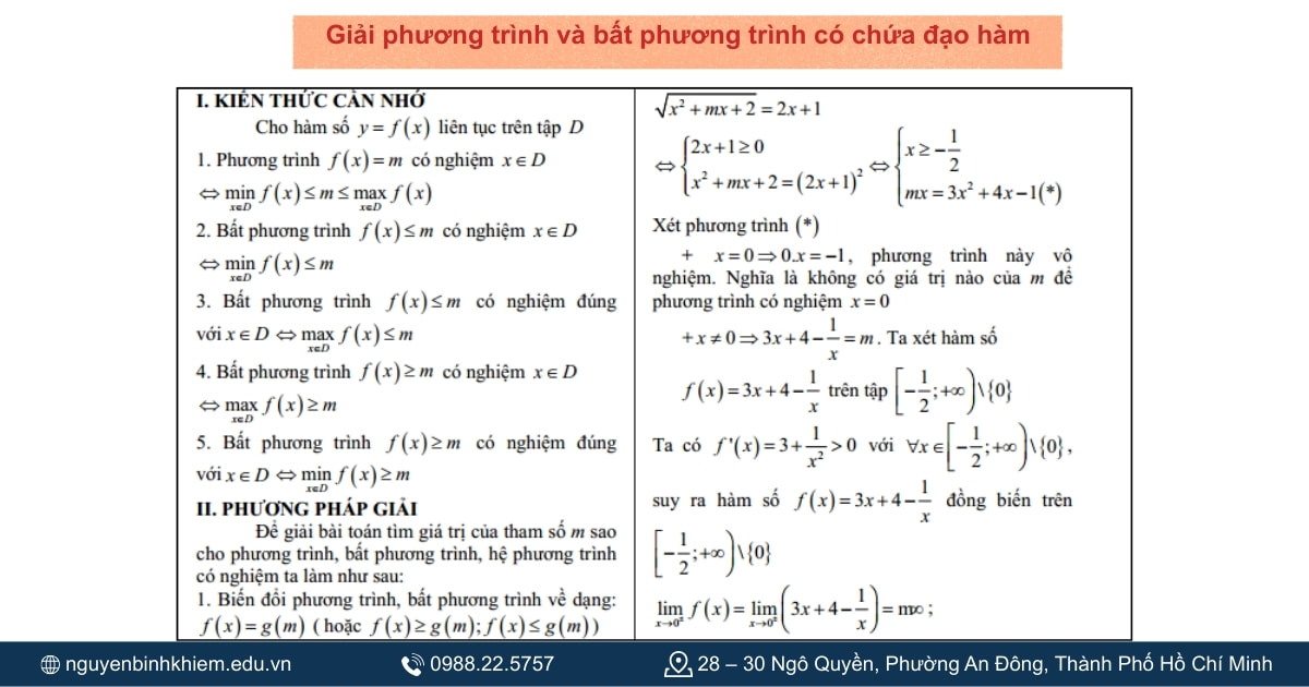 Giải phương trình và bất phương trình có chứa đạo hàm