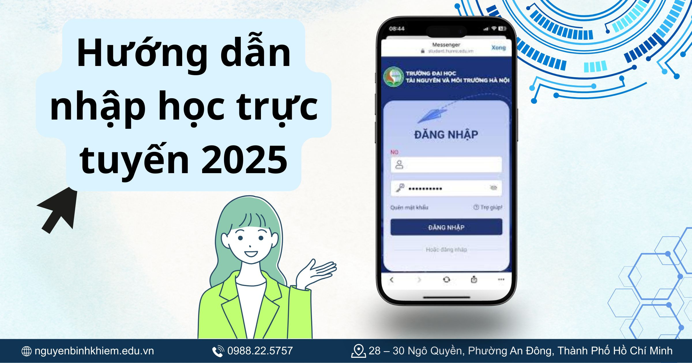 Hướng dẫn nhập học trực tuyến 2025 HUNRE