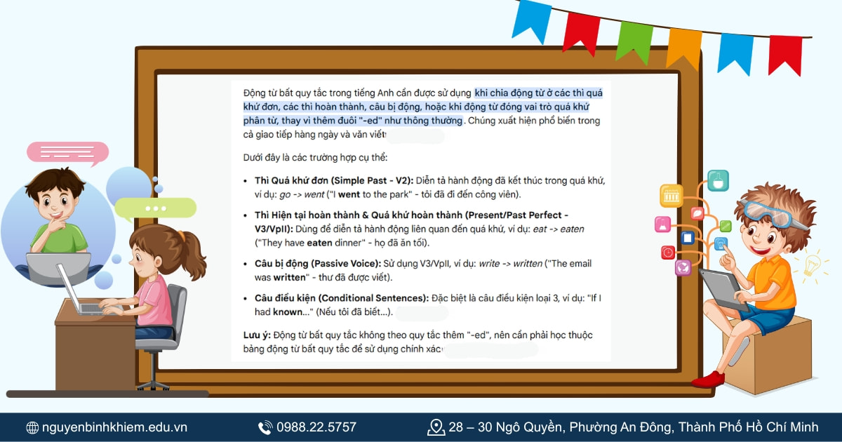 Khi nào cần dùng động từ bất quy tắc 