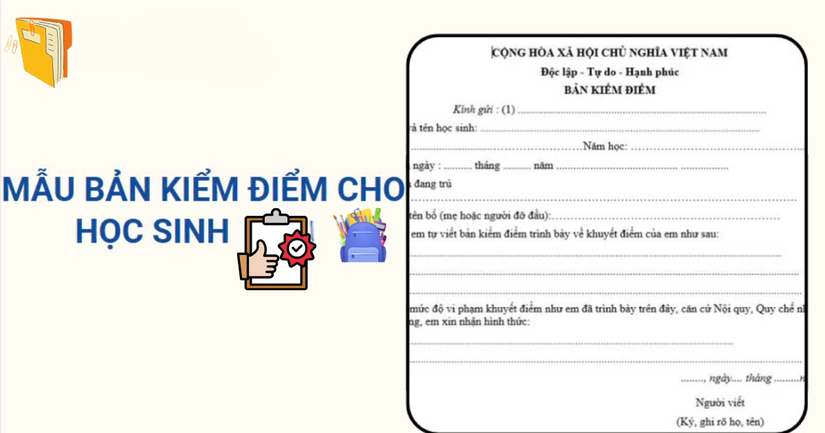Mẫu bản kiểm điểm cho học sinh 