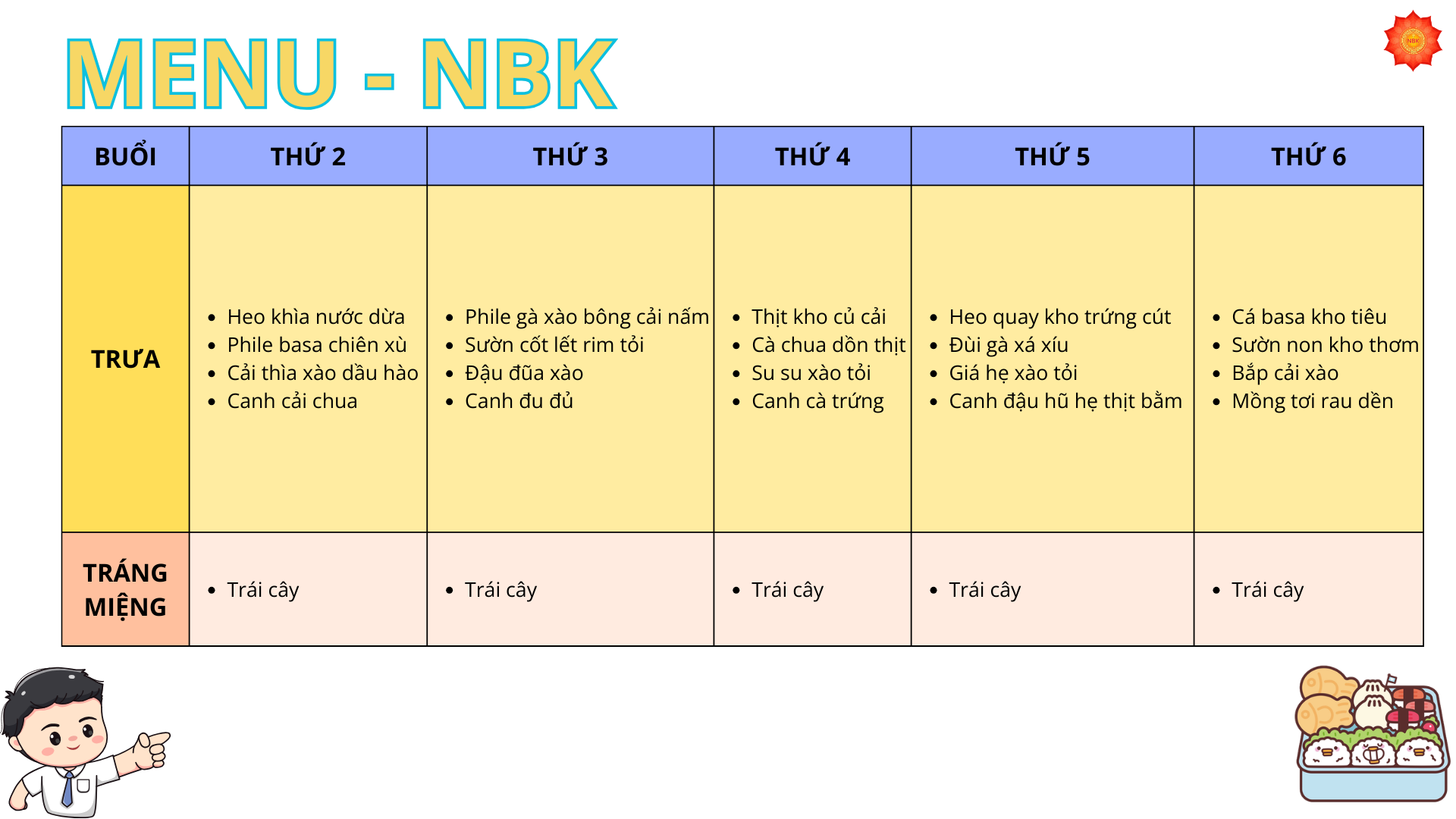 Menu tuần 3