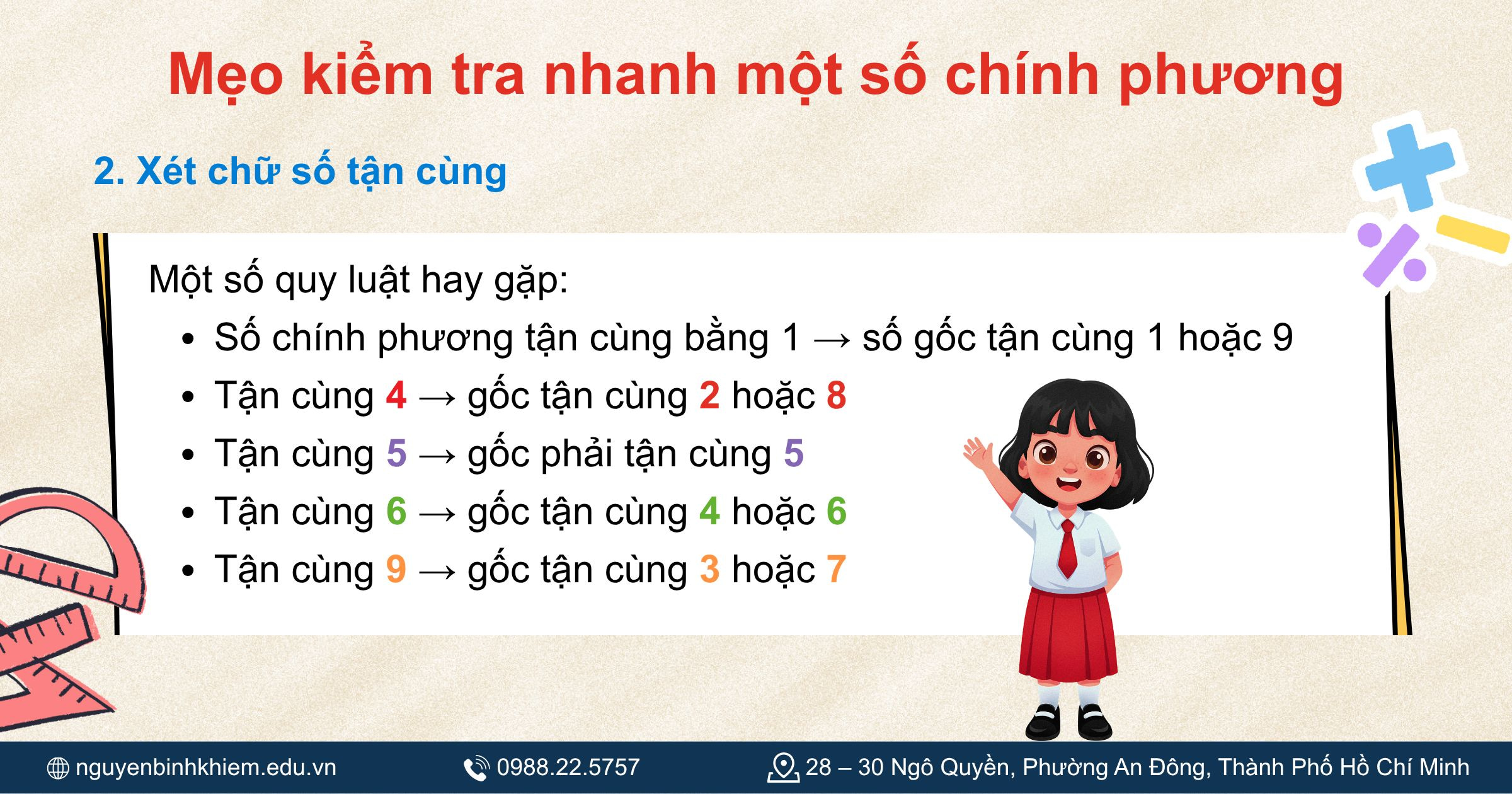 Mẹo kiểm tra nhanh một số có phải số chính phương hay không