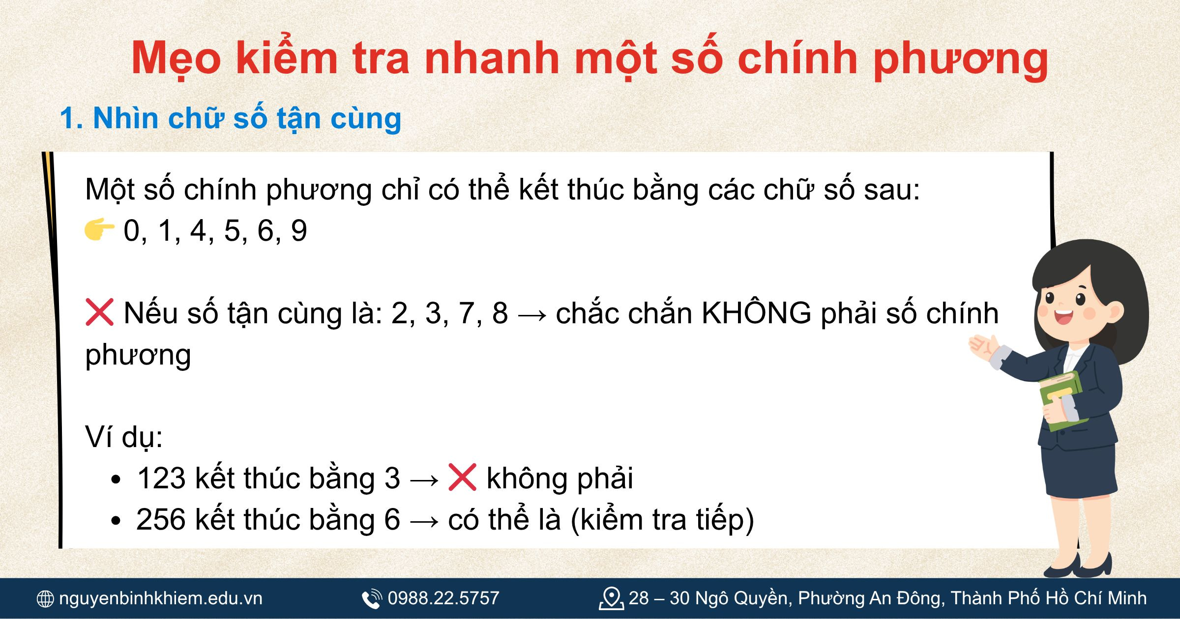 Mẹo kiểm tra nhanh một số có phải số chính phương hay không