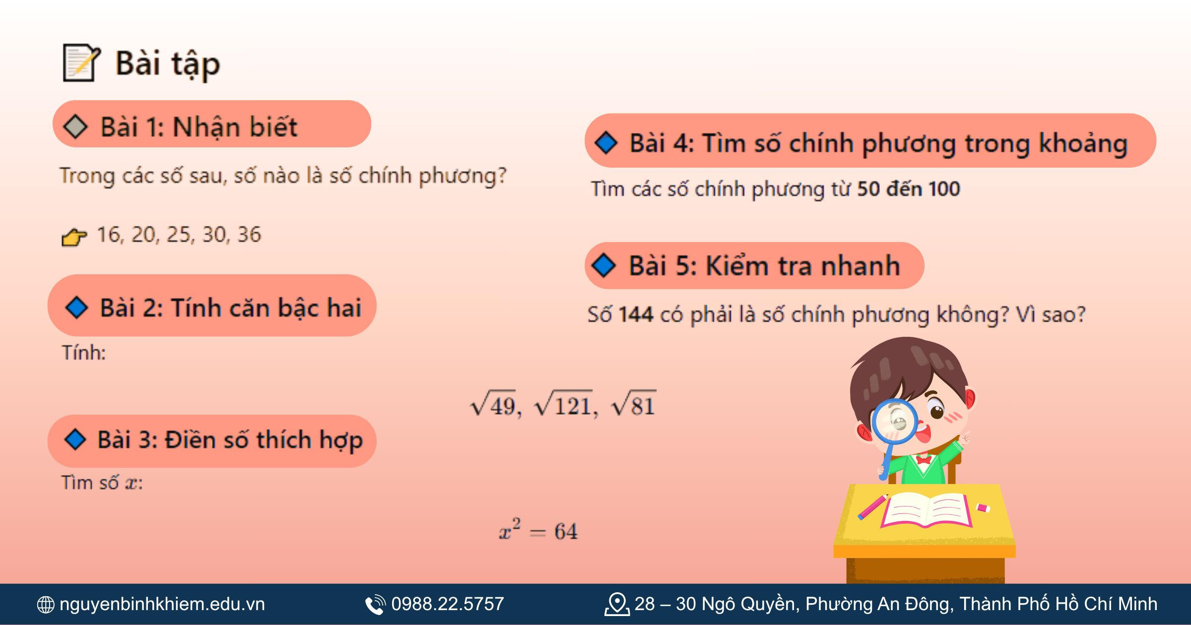 Một số bài tập vận dụng về số chính phương