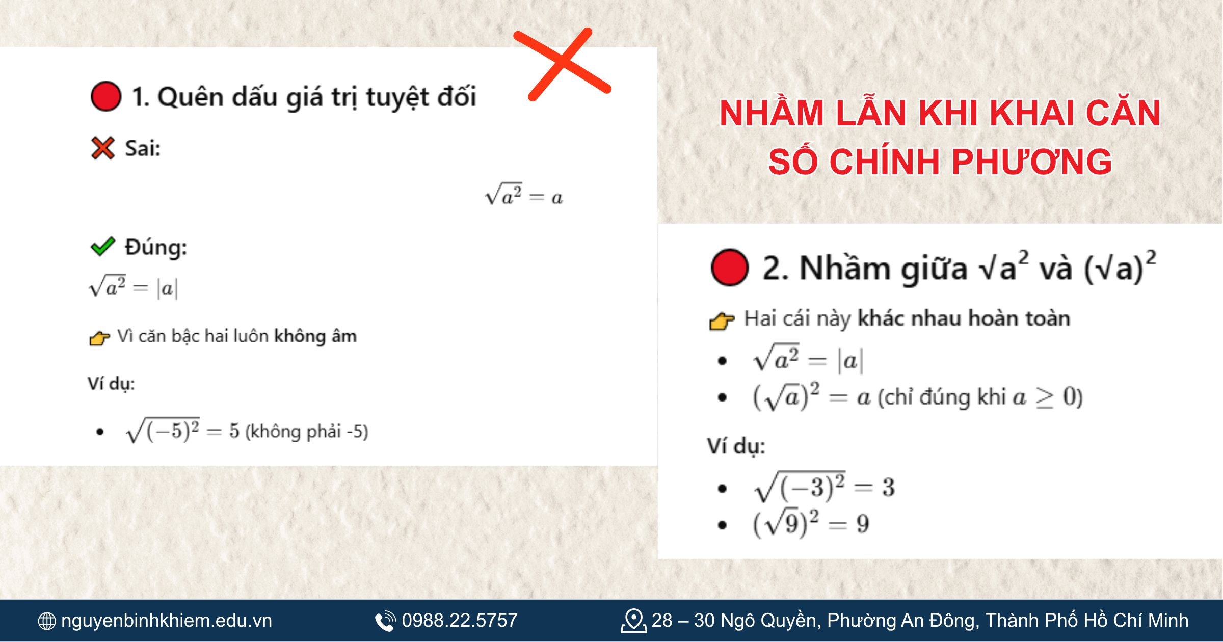 Nhầm lẫn khi khai căn số chính phương