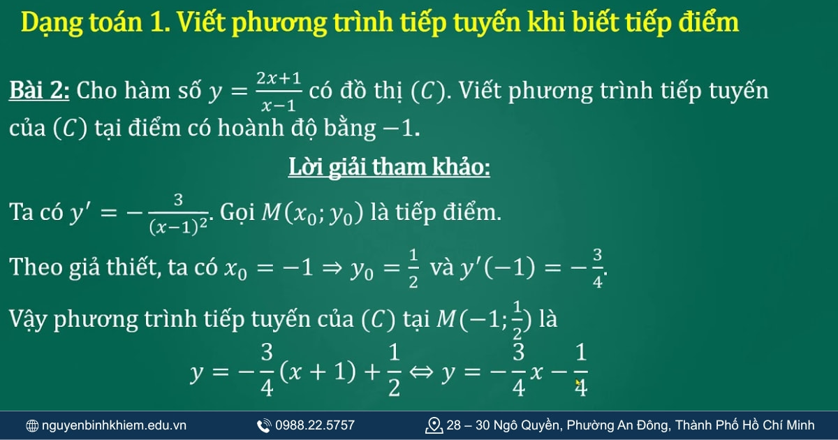Phương trình khi biết tiếp điểm