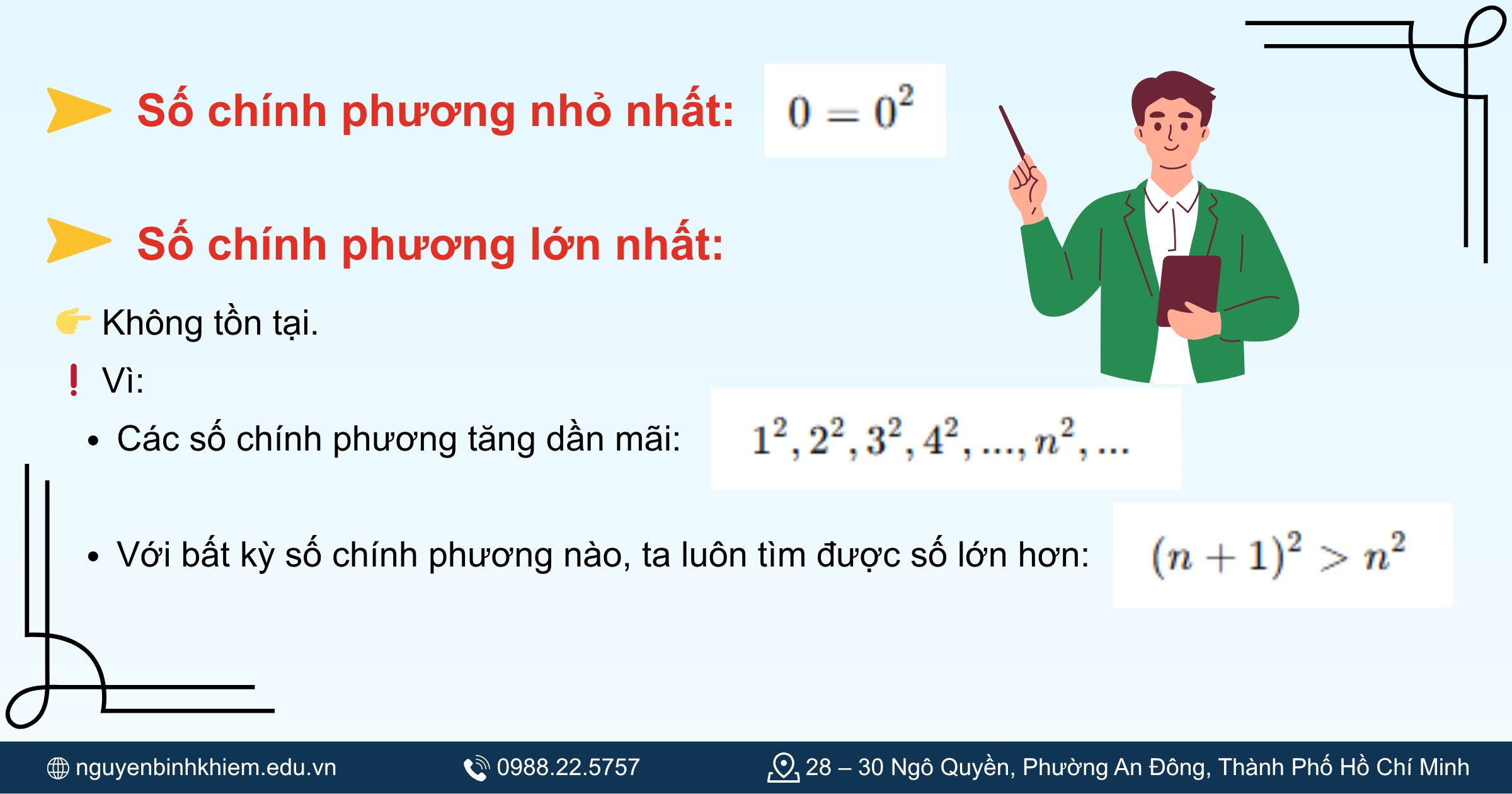 Số chính phương lớn nhất và nhỏ nhất