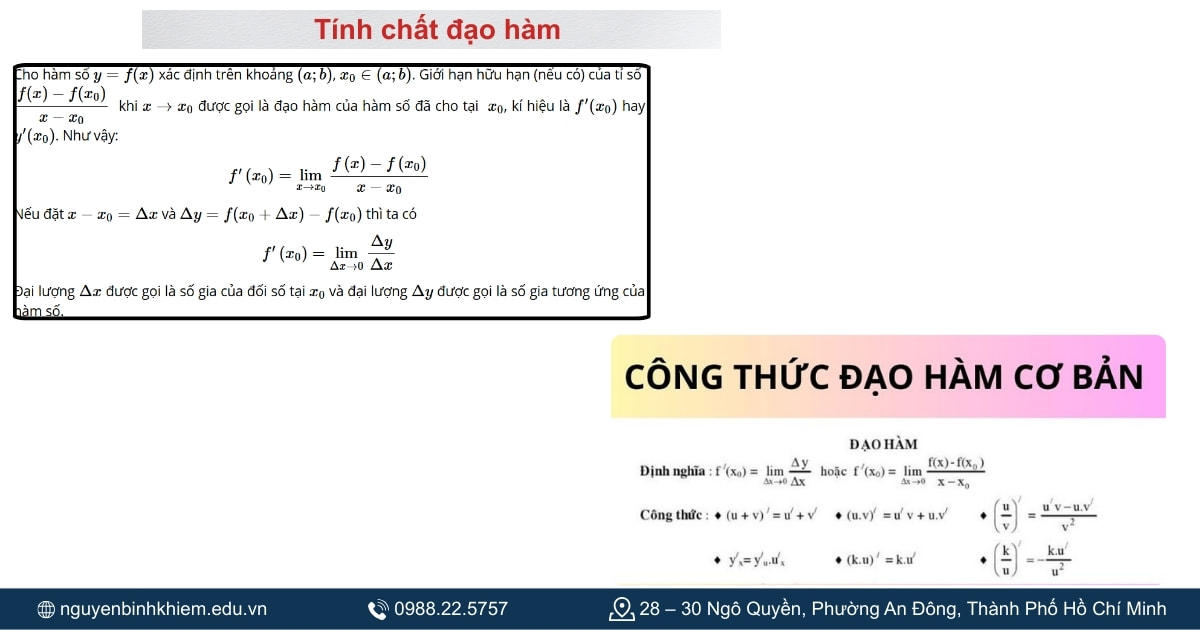 Tính chất đao hàm 