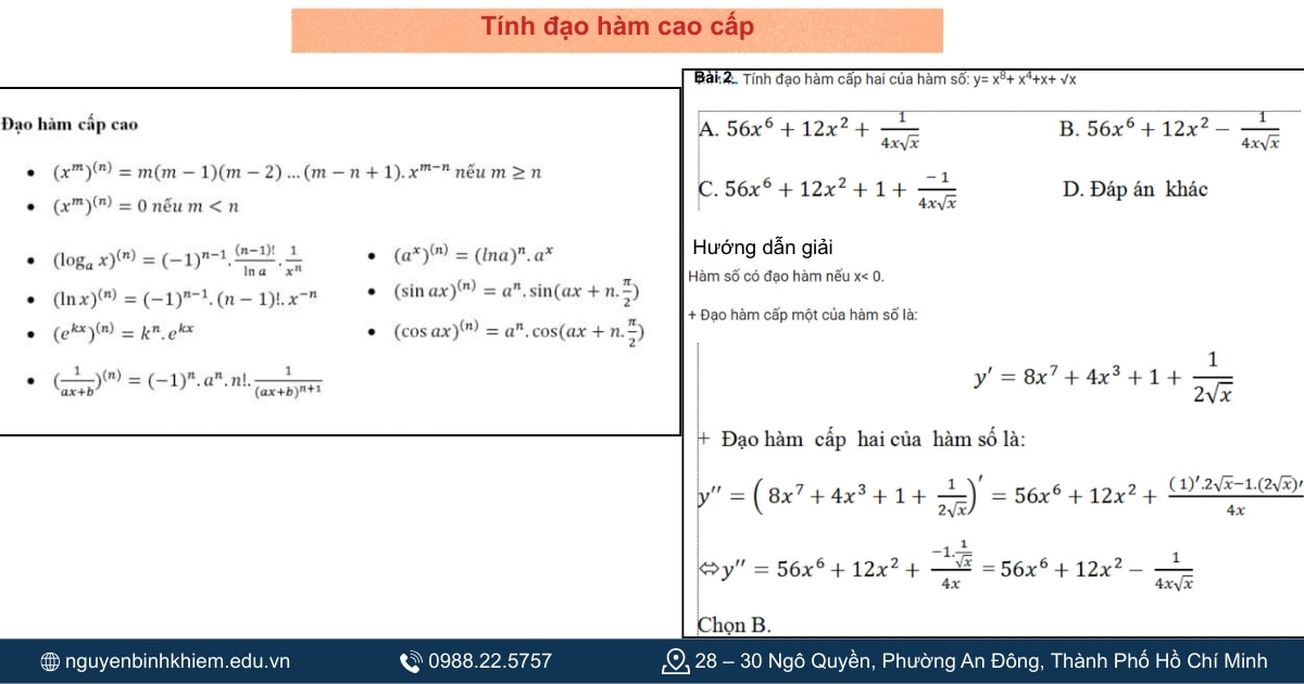 Tính đạo hàm cao cấp 