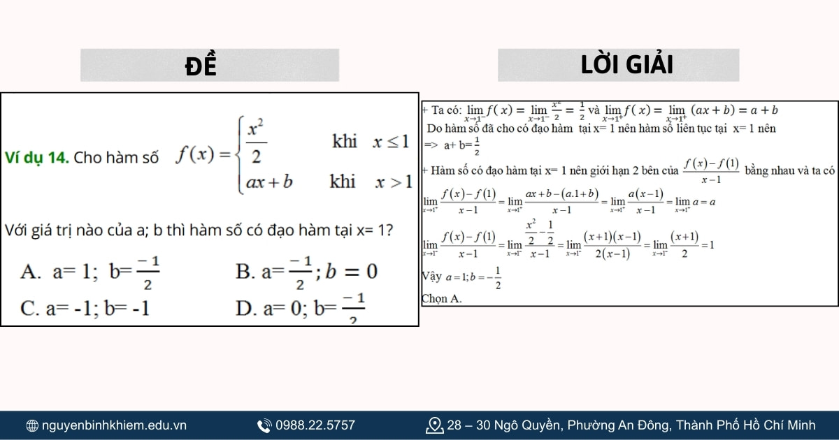 Tính đạo hàm theo định nghĩa 