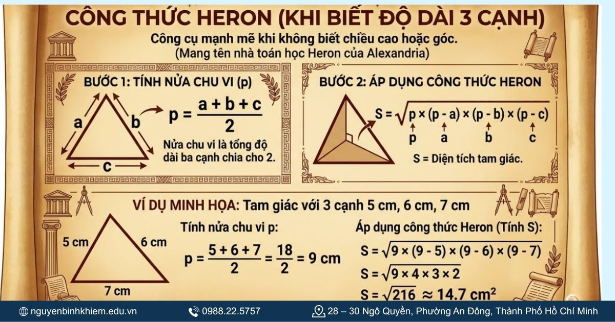 Tính khi biết 3 cạnh 