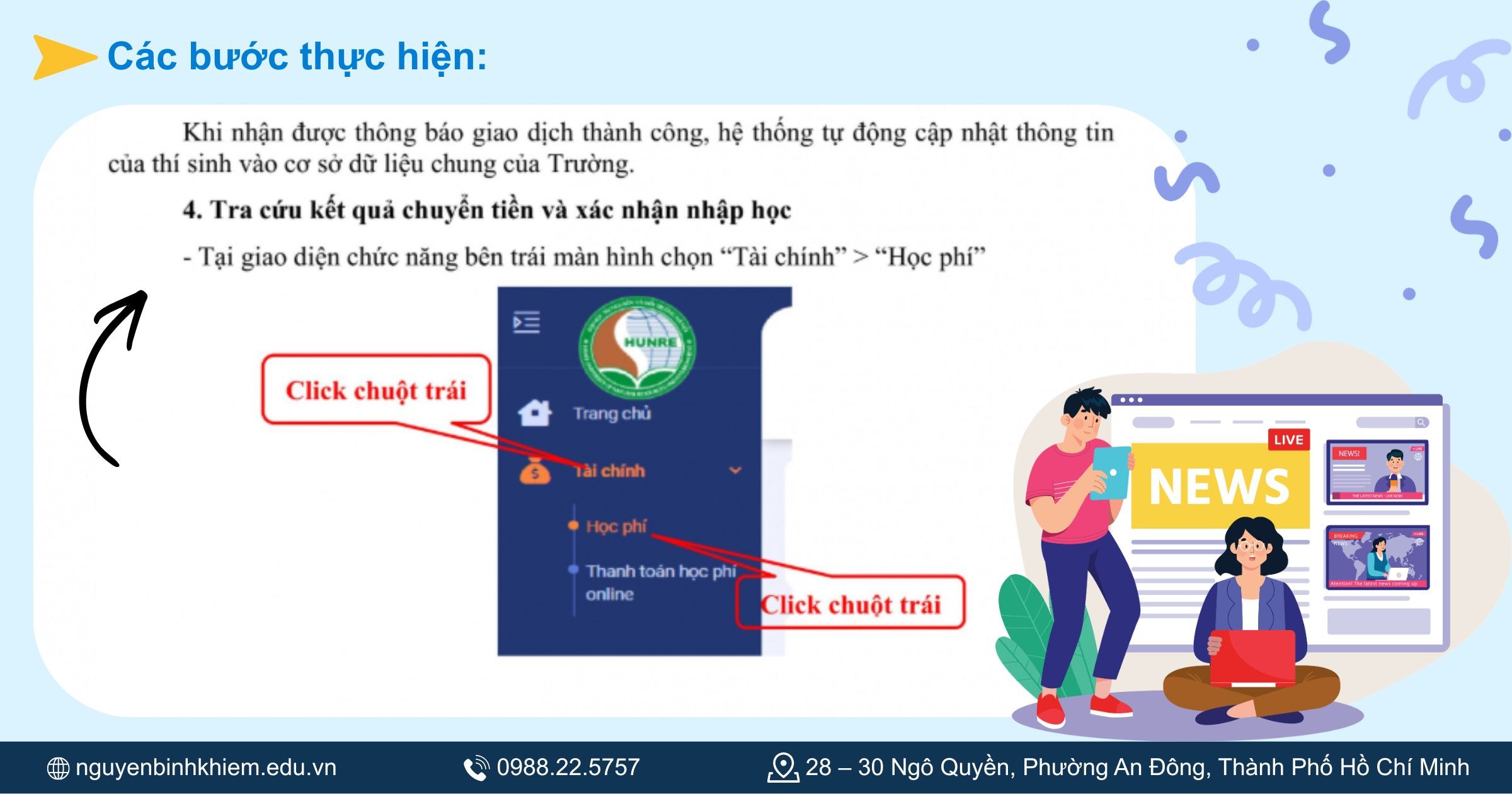 Tra cứu kết quả chuyển tiền và xác nhận nhập học