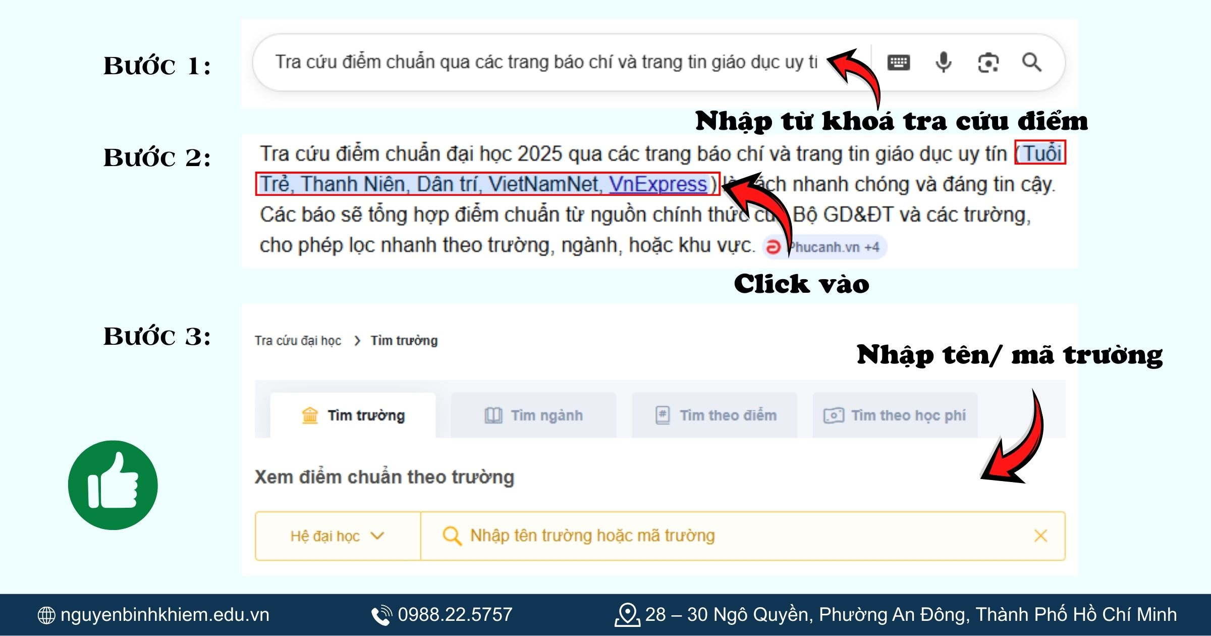 Tra cứu qua các trang báo chí và trang tin giáo dục uy tín