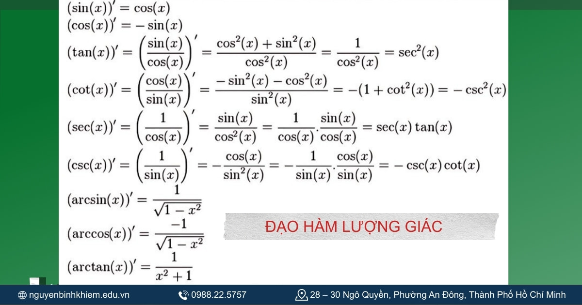 Đạo hàm lượng giác 