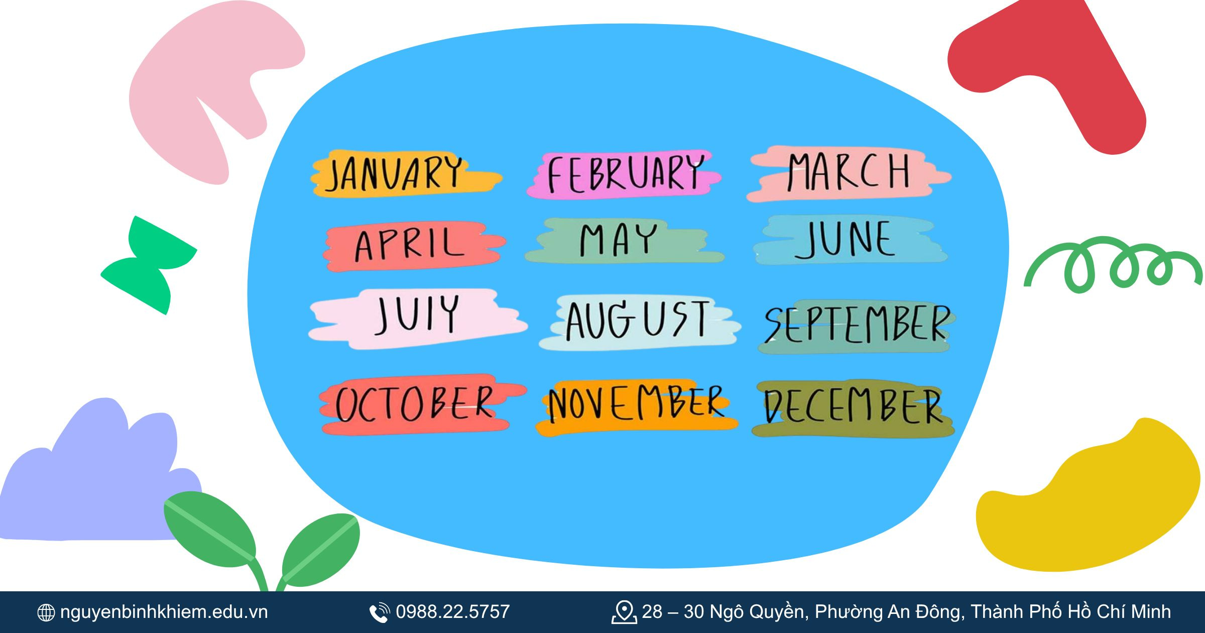 12 tháng trong tiếng Anh