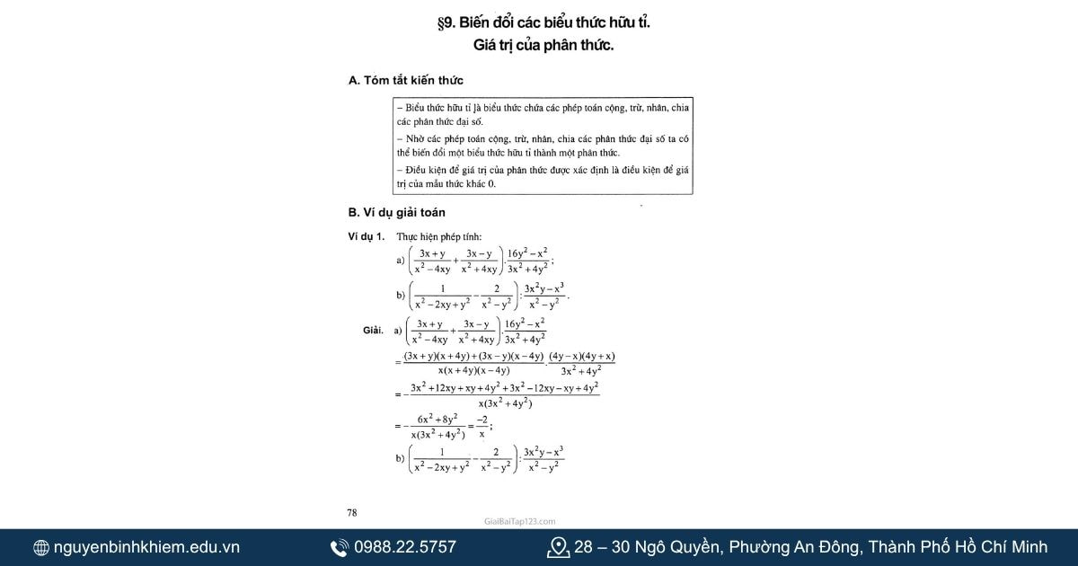 Biến đổi phân thức 