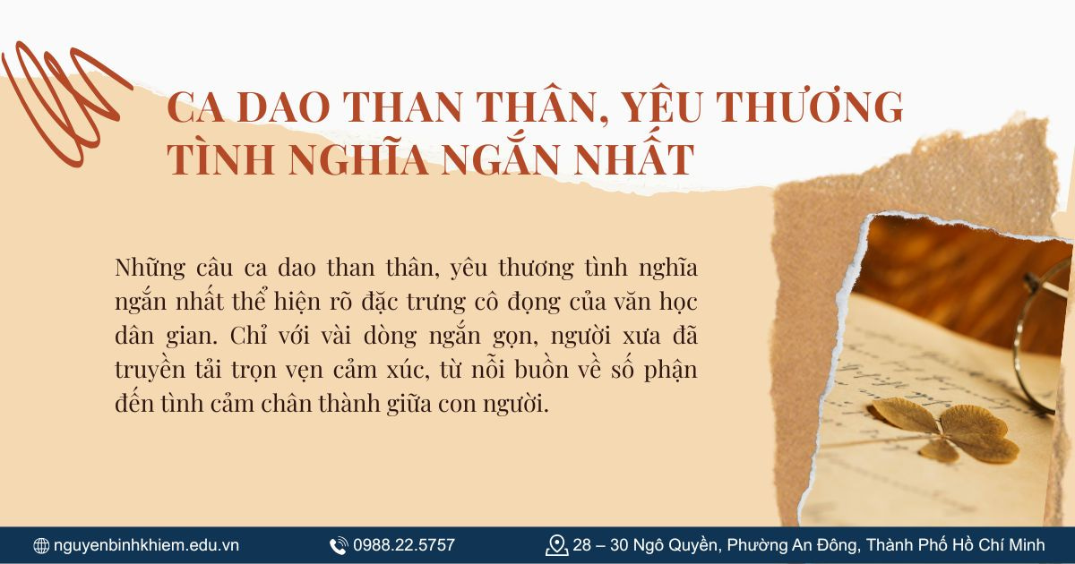 Ca dao than thân, yêu thương tình nghĩa ngắn nhất