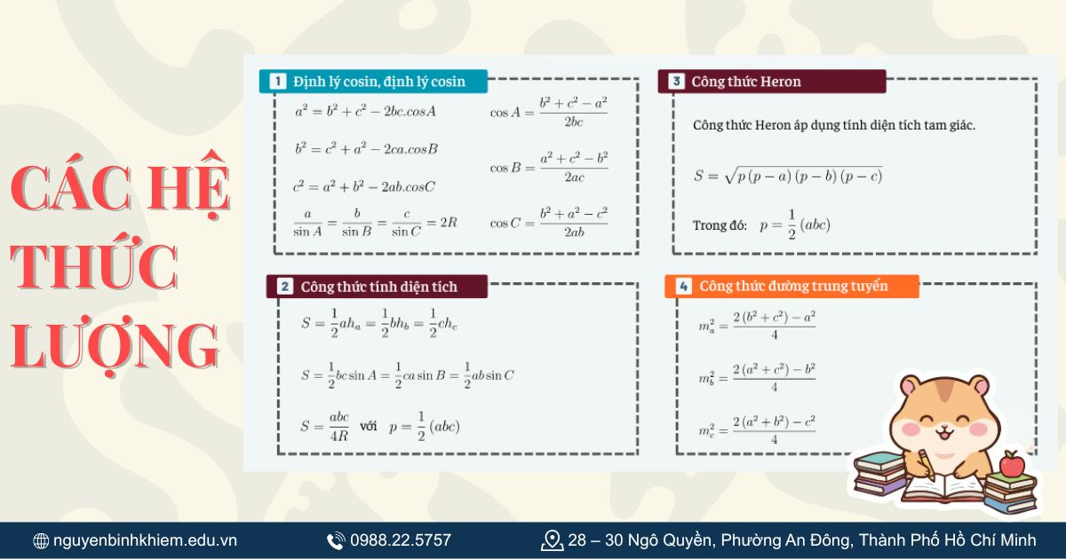 Các hệ thức lượng trọng tâm trong tam giác vuông