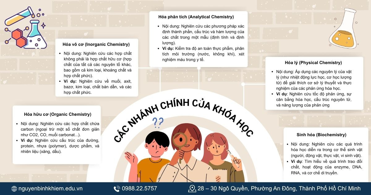Các nhánh chính của hóa học