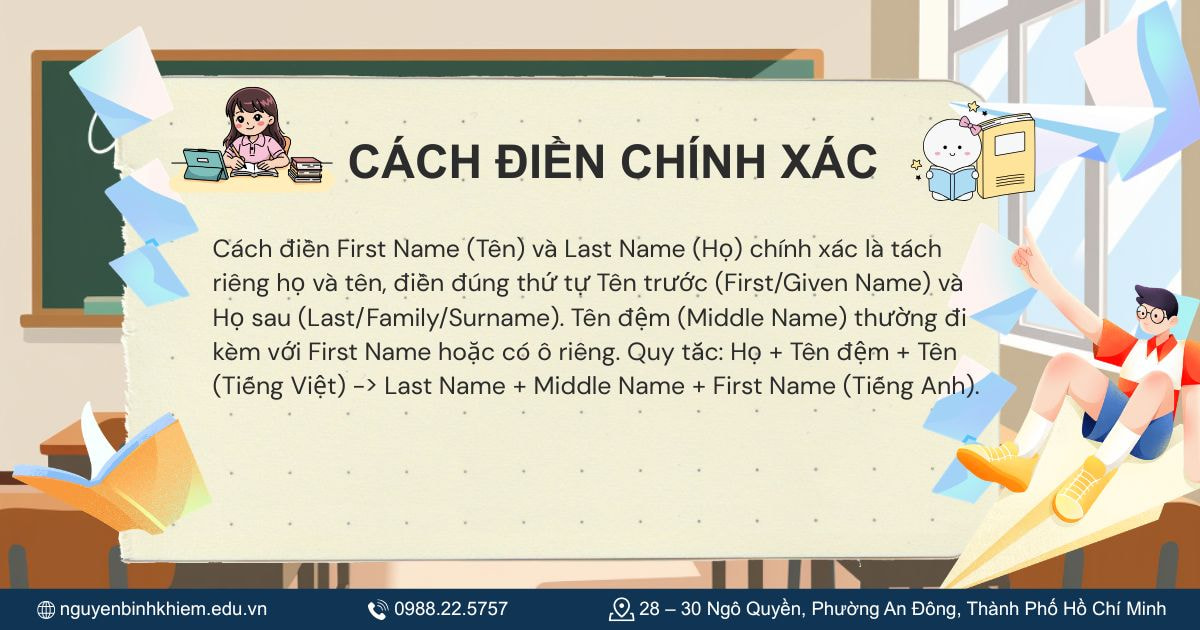 Cách điền First Name và Last Name chính xác