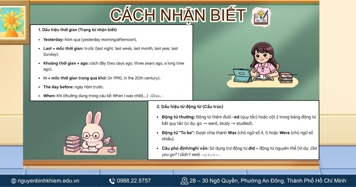 Cách nhận biết thì quá khứ đơn trong câu