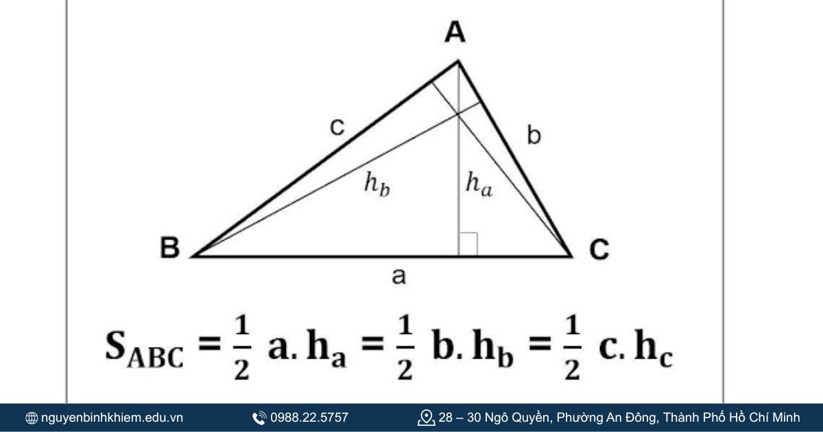 Công thức diện tích tam giác vuông cân
