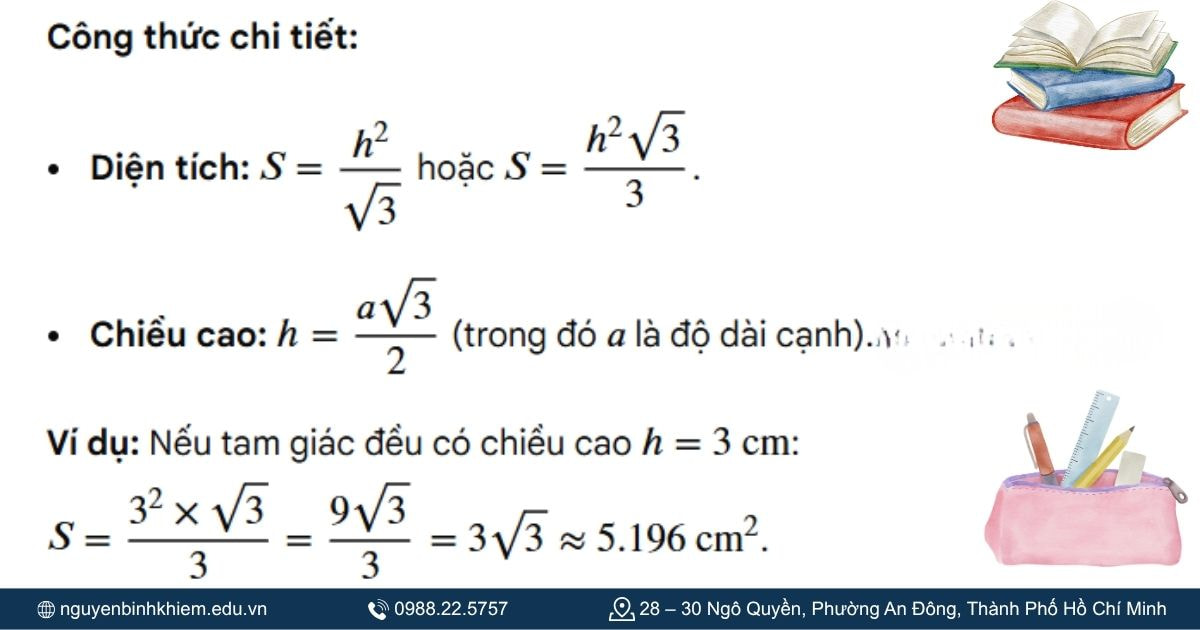 Công thức theo chiều cao