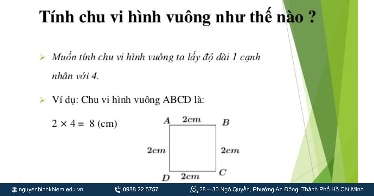 Công thức tính chu vi hình vuông lớp 5