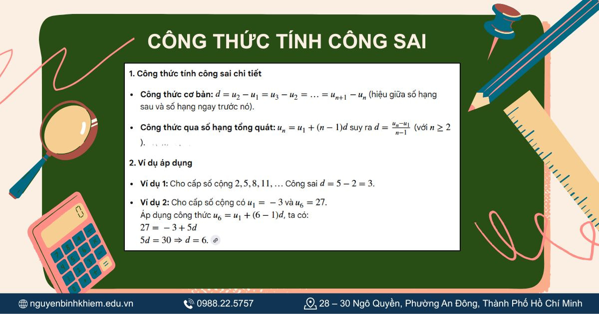 Công thức tính công sai.