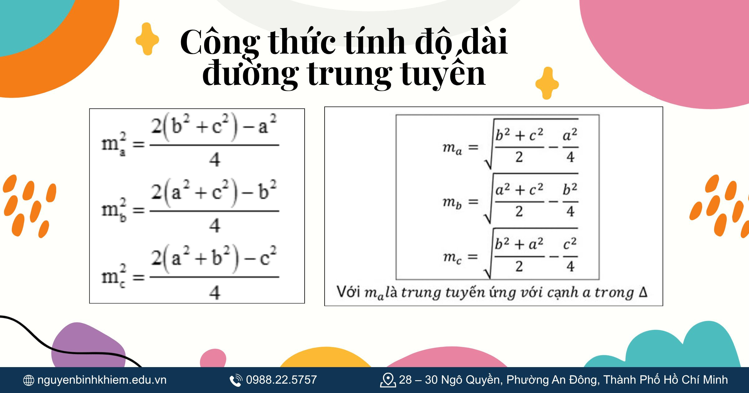 Công thức tính độ dài đường trung tuyến