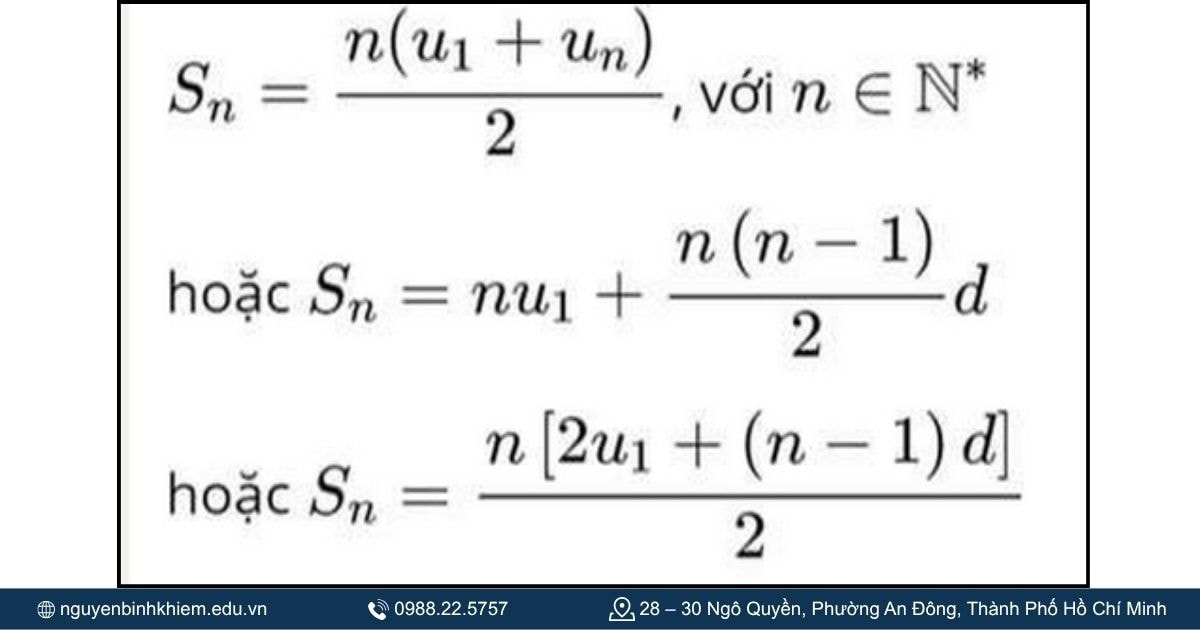 Công thức tổng n số hạng đầu