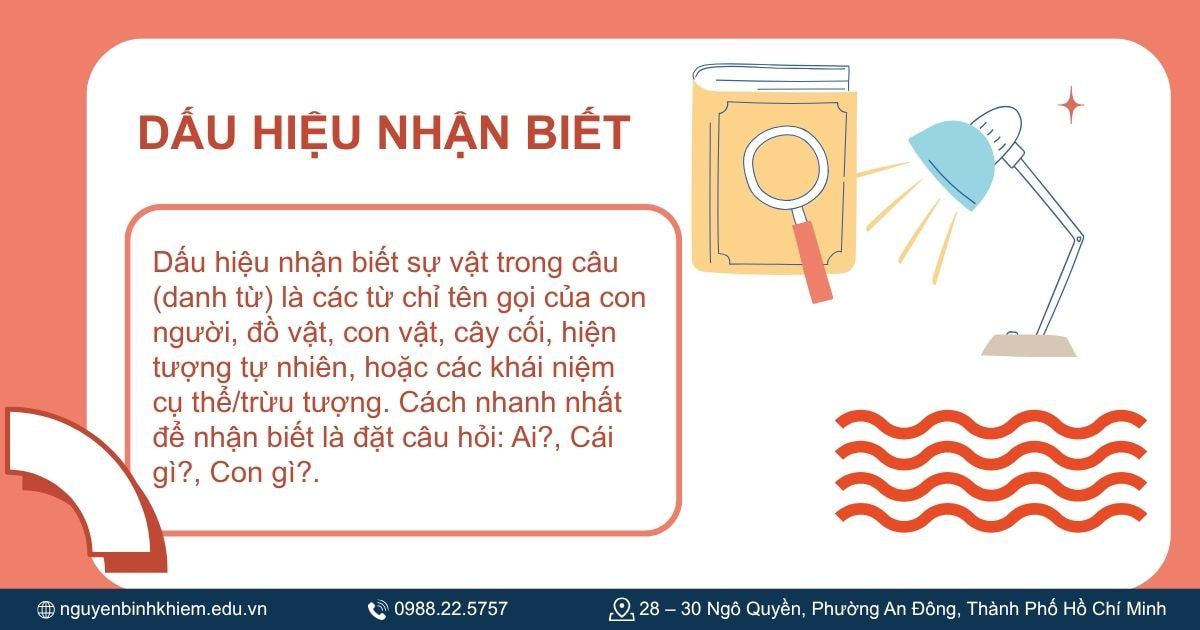 Dấu hiệu nhận biết sự vật trong câu