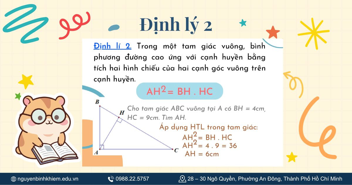Định lý 2 hệ thức lượng giác trong tam giác vuông
