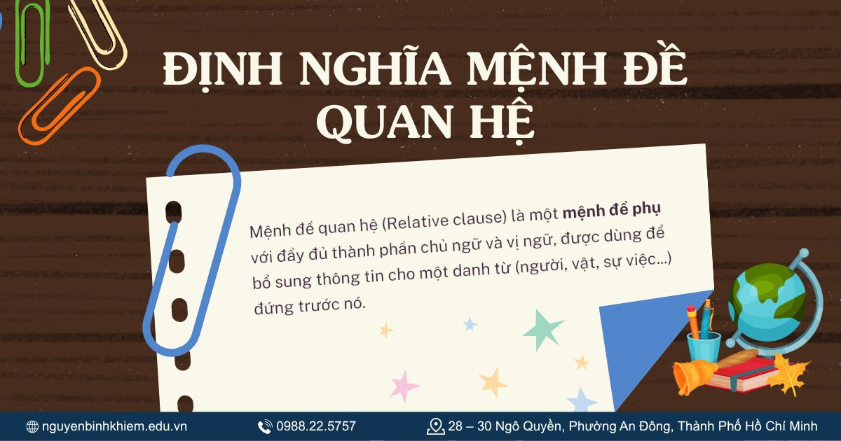Định nghĩa mệnh đề quan hệ là gì