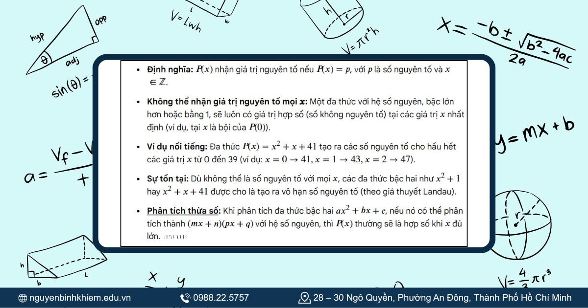 Giá trị nguyên tố của đa thức bậc hai