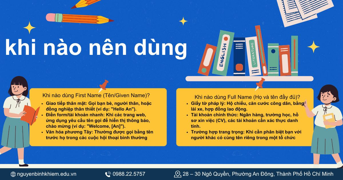 Khi nào dùng First Name_ Khi nào dùng Full Name