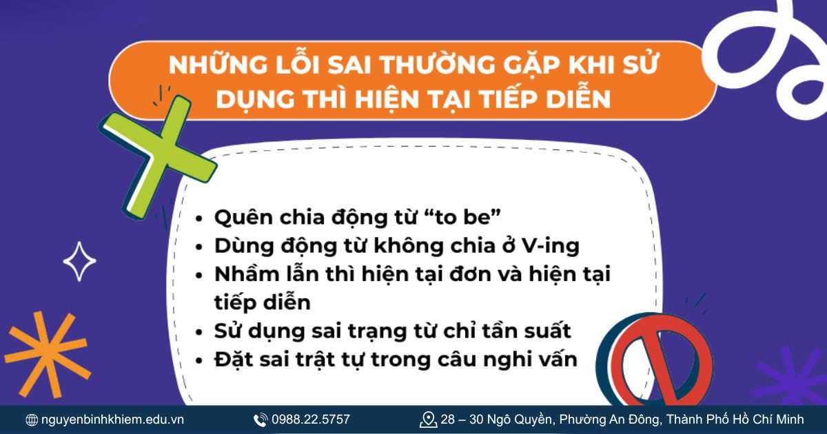 Lỗi thường gặp khi dùng thì hiện tại tiếp diễn-