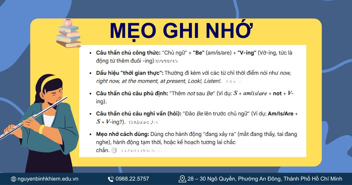 Mẹo ghi nhớ nhanh thì hiện tại tiếp diễn