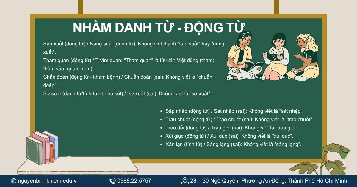 Nhầm danh từ – động từ