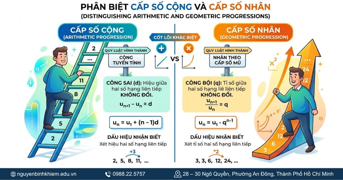 Phân biệt cấp số cộng và cấp số nhân
