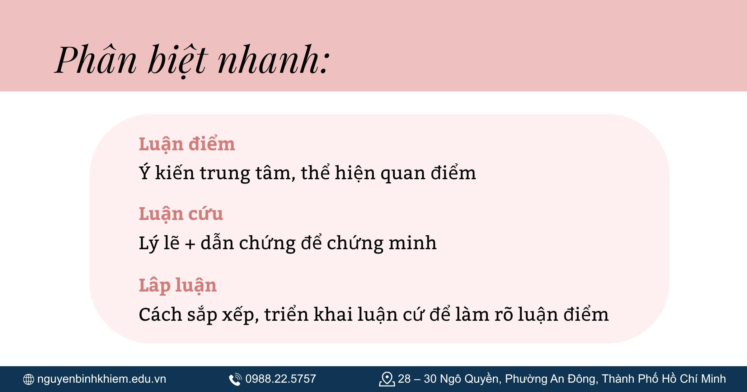 Phân biệt luận điểm, luận cứ và lập luận