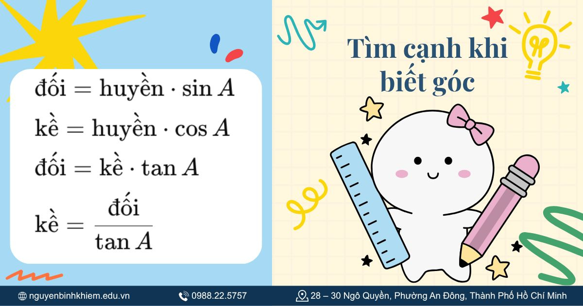 Tìm cạnh khi biết góc