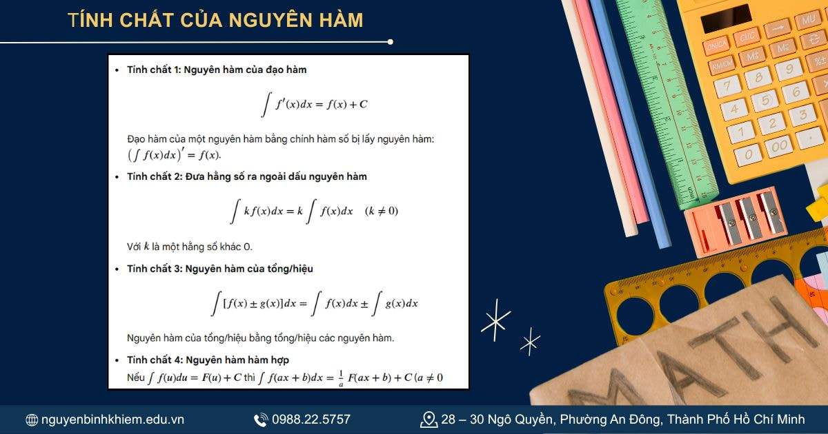 Tính chất của nguyên hàm